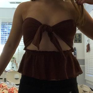 Burgundy Urban Outfitters Tie Top